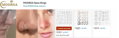 Sponsored Brands Ads for Amazon.com   nose rings