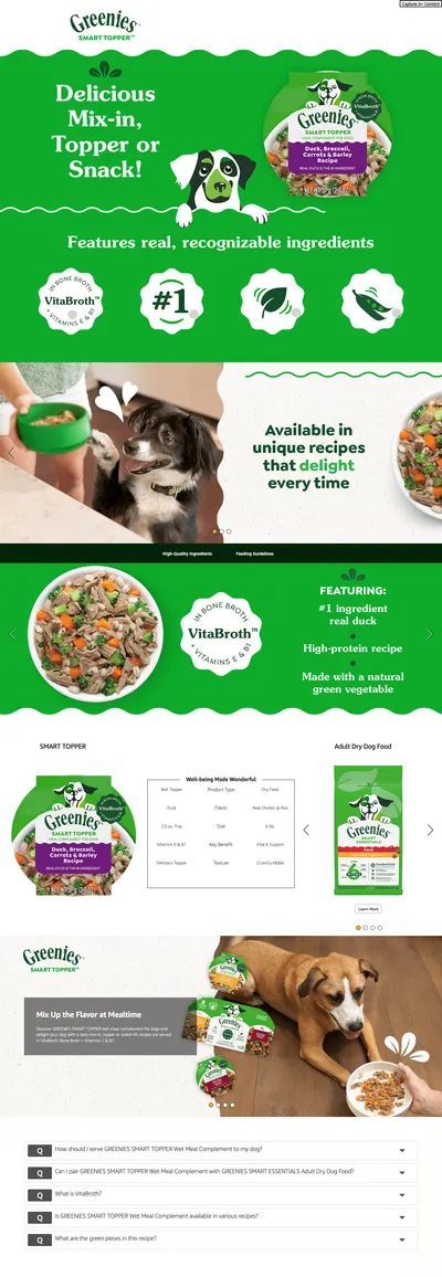 Premium A+ Content for Amazon.com: Greenies Smart Topper High Protein Wet Mix-in for Dogs