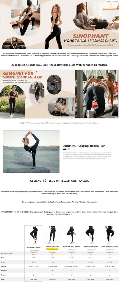 Premium A+ Content for SINOPHANT Leggings Damen High Waist