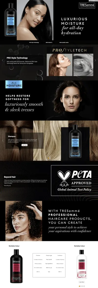 Premium A+ Content for TRESemmé Rich Moisture Shampoo luxurious moisture for all-day hydration for dry