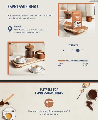 Premium A+ Content for by Amazon Ground Coffee Espresso Crema
