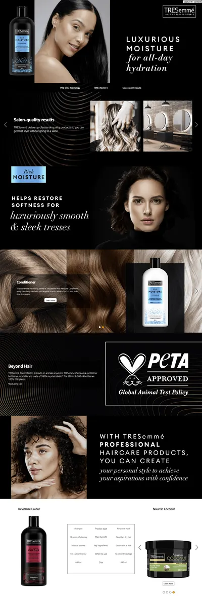 Premium A+ Content for TRESemmé Rich Moisture Shampoo luxurious moisture for all-day hydration for dry