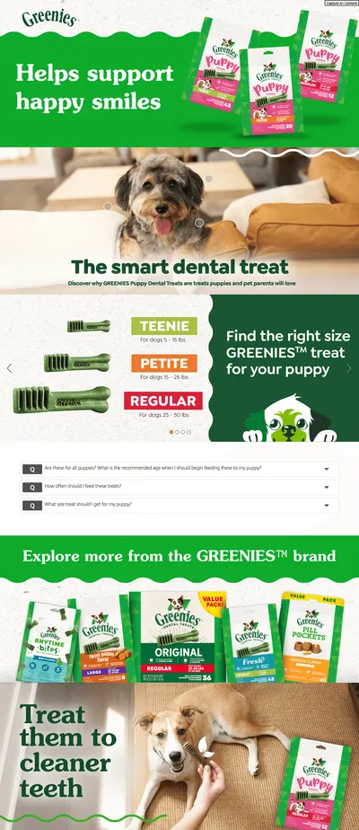 Premium A+ Content for Amazon.com: Greenies Puppy Teenie Size Natural Dental Dog Treats