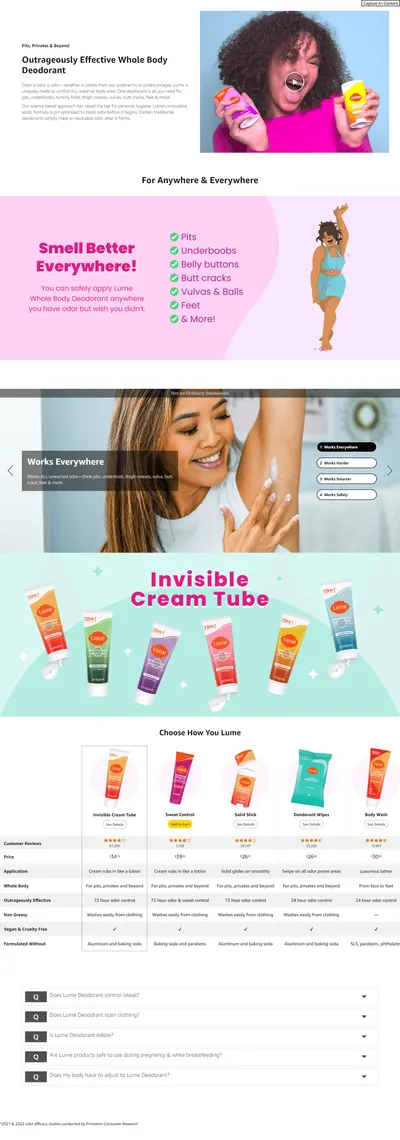 Premium A+ Content for Amazon.com : Lume Whole Body Deodorant