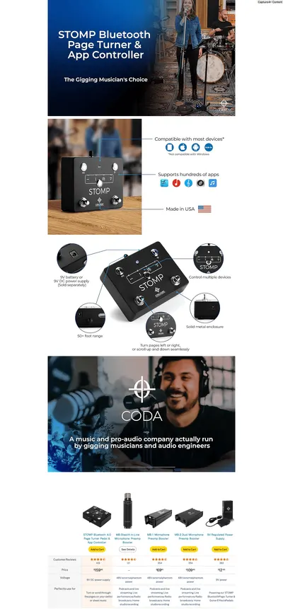 Premium A+ Content for Amazon.com: STOMP Bluetooth Page Turner Pedal for Tablets