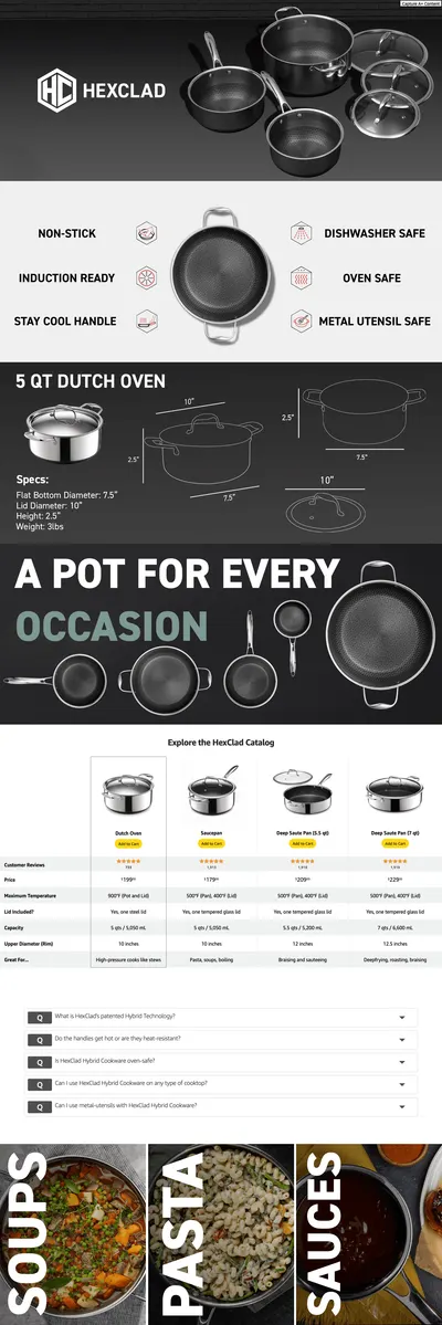 Premium A+ Content for Amazon.com: HexClad Hybrid Nonstick Dutch Oven