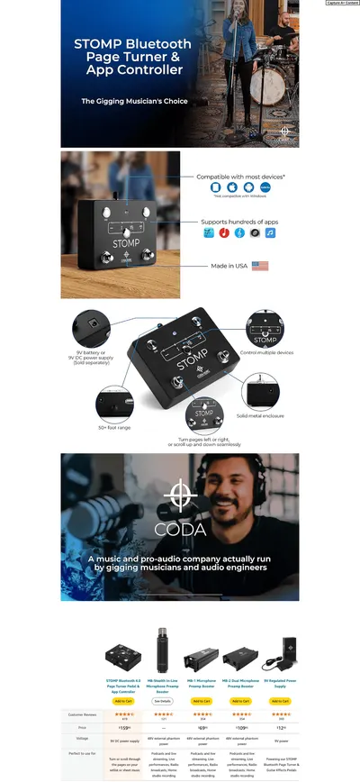 Premium A+ Content for Amazon.com: STOMP Bluetooth Page Turner Pedal for Tablets