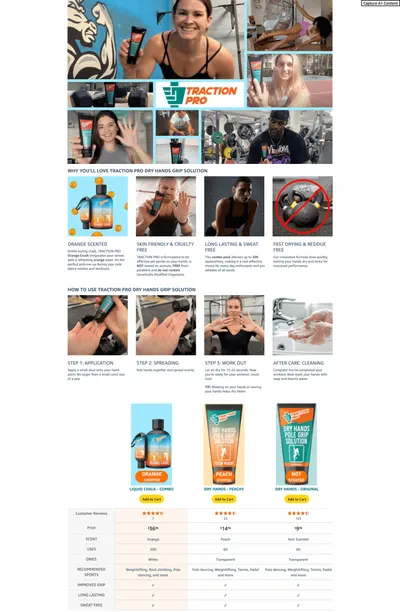 Premium A+ Content for Amazon.com : TRACTION PRO Liquid Chalk Combo 50+250ml