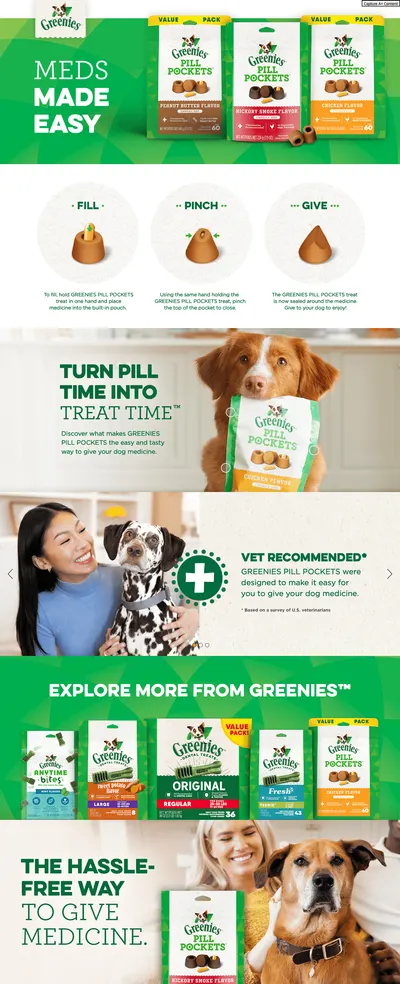 Premium A+ Content for Amazon.com : Greenies Pill Pockets for Dogs Capsule Size Natural Soft Dog Treats with…