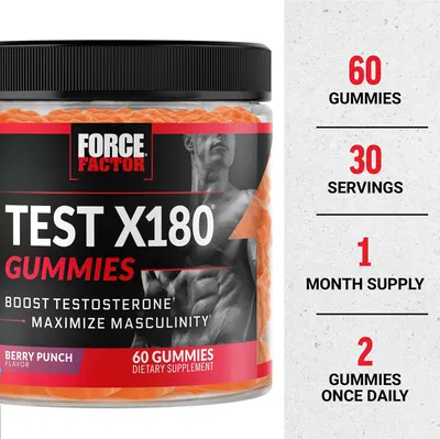 Secondary Images for Amazon.com: Force Factor Test X180 Gummies Testosterone Booster for Men with Tongkat Ali