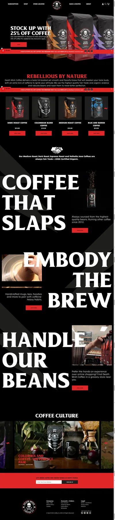Amazon listing image for deathwishcoffee.com