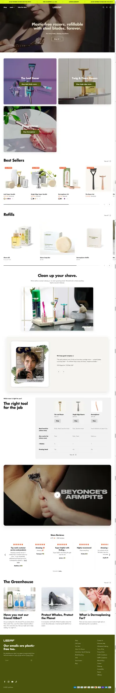 Amazon listing image for leafshave.com