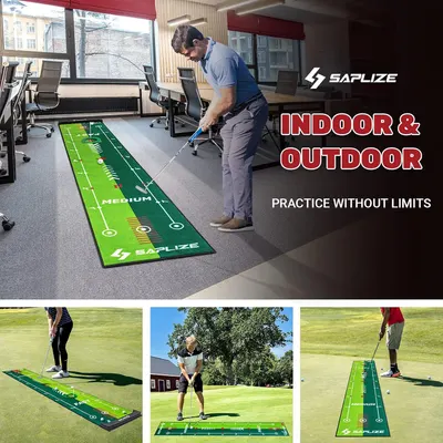 Secondary Images for Amazon.com : SAPLIZE Two-Speed Golf Practice Mat with Alignment Mirror
