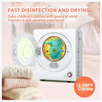 Highlights the dryer's ability to quickly disinfect and dry children's clothes, providing peace of mind and a soft wearing experience.