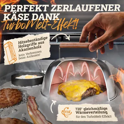 Secondary Images for LIKAYA® Smash Burger Master-Set XXL [9-TLG.] Edelstahl mit Akazienholz-Griffen für Plancha
