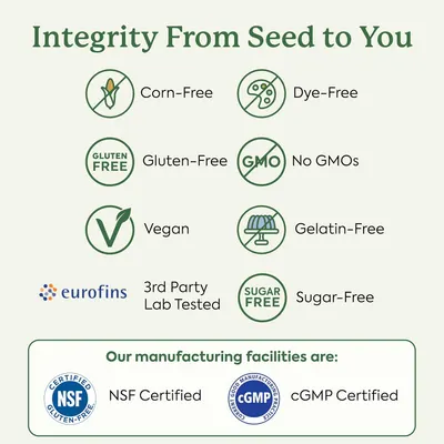 Reassures customers about product safety and suitability for various dietary needs and restrictions. Highlights multiple product features and certifications to build trust in product quality and…