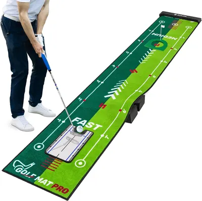 Secondary Images for Amazon.com : SAPLIZE Two-Speed Golf Practice Mat with Alignment Mirror