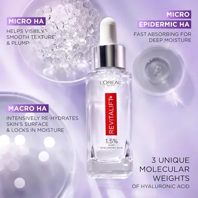 Secondary Images for Amazon.com: L'Oreal Paris Revitalift 1.5% Pure Hyaluronic Acid Face Serum