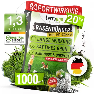 Secondary Images for TerraUno Rasendünger Frühjahr/Sommer I Sofortwirkung für saftiges grün I 20 kg für 1000…