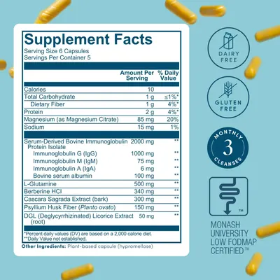 Provides detailed information about the product's nutritional facts, ingredients, and daily values to help customers understand what the supplement contains.