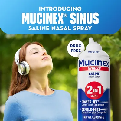 Secondary Images for Amazon.com: Mucinex Sinus Saline Nasal Spray & Sinus Rinse