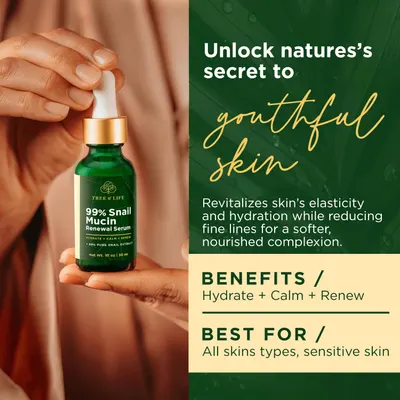 Secondary Images for Amazon.com: Tree of Life Beauty 99% Snail Mucin Serum