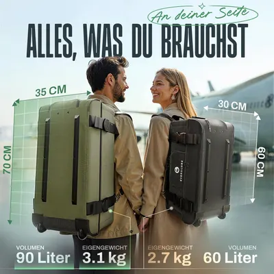 Secondary Images for EVERGLOBE Reisetasche mit Rollen 90l Groß