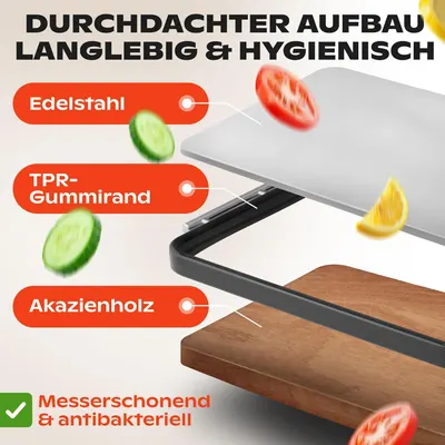 Secondary Images for Doppelseitiges Schneidebrett Holz & Edelstahl