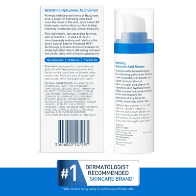 Secondary Images for Amazon.com: Cerave Hyaluronic Acid Serum for Face with Vitamin B5 and Ceramides