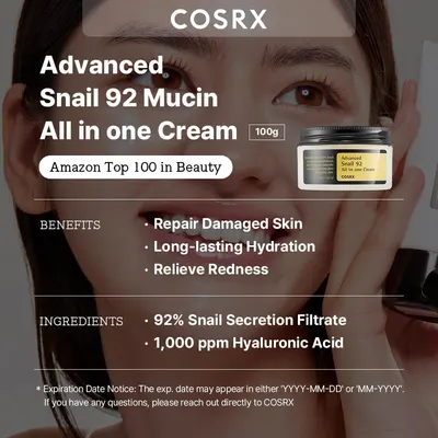 Secondary Images for Amazon.com: COSRX Snail Mucin 92% Face Moisturizer