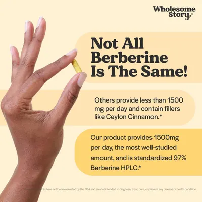 Highlights the product's superior berberine content and purity compared to competitors, emphasizing its standardized formula and lack of fillers.