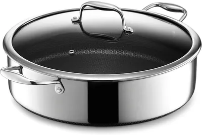 Secondary Images for HexClad Hybrid Nonstick 7-Quart Sauté Pan with Tempered Glass Lid
