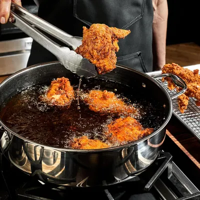Secondary Images for HexClad Hybrid Nonstick 7-Quart Sauté Pan with Tempered Glass Lid