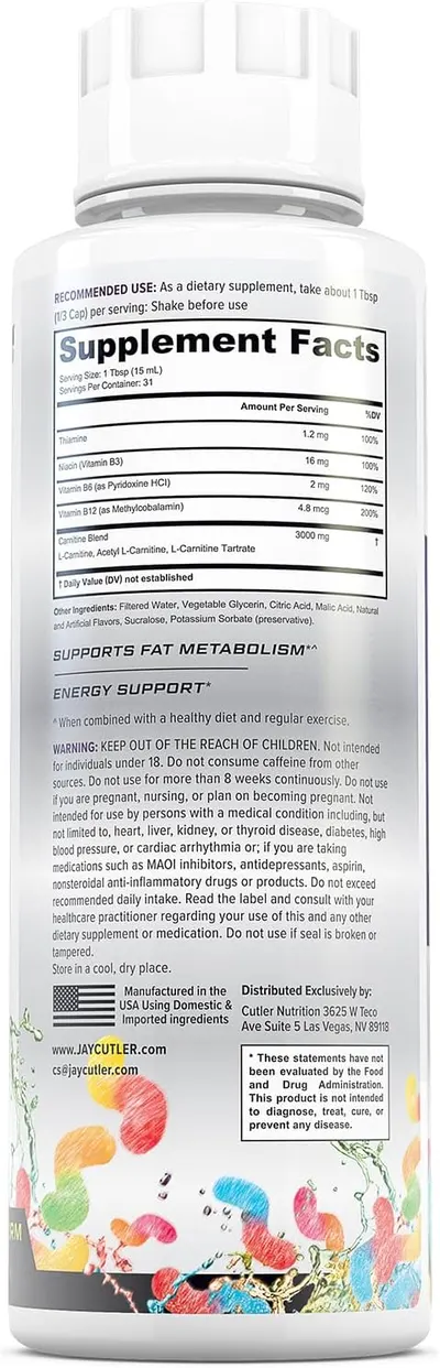 Secondary Images for Cutler Nutrition Liquid L-Carnitine Supplement with Acetyl L-Carnitine & L-Carnitine…