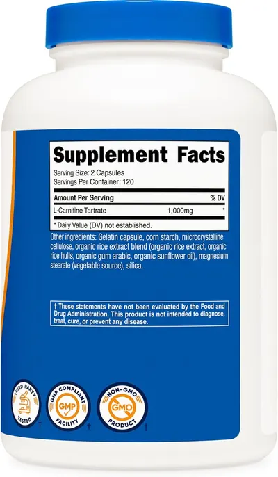 Secondary Images for Nutricost L-Carnitine Tartrate 1,000mg
