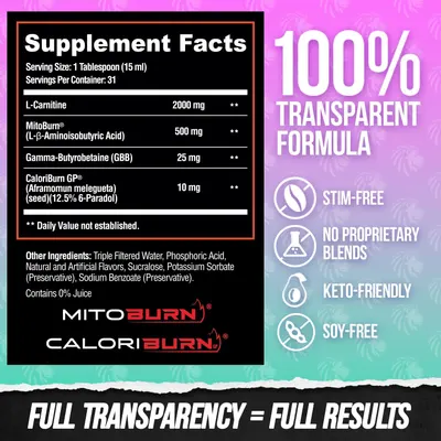 Secondary Images for ALPHA LION Burn2O L-Carnitine Liquid 2000mg