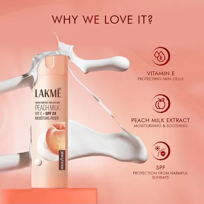 Secondary Images for LAKMÉ Peach Milk Ceramide Lotion Moisturizer with SPF 24 & Hyaluronic for Intense…