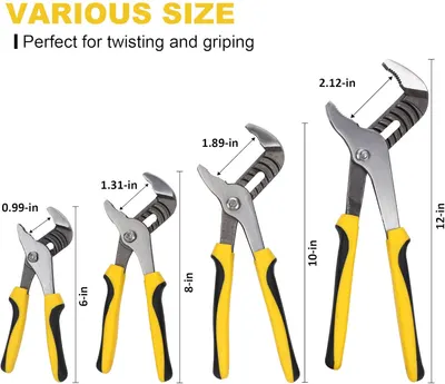 Secondary Images for TOPLINE 4-piece Groove Joint Pliers Set with Bi-Material Handles