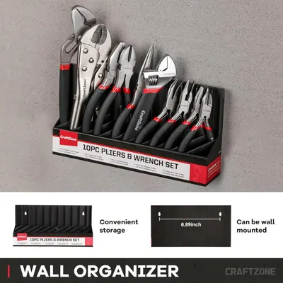 Secondary Images for 10PC Pliers and Wrench Set with Storage Rack