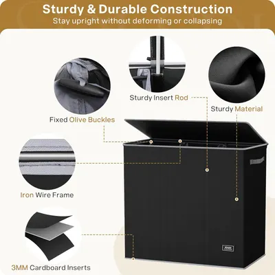 Highlights the sturdy and durable construction of the product by breaking down its key components and materials to demonstrate its ability to stay upright without deforming or collapsing.