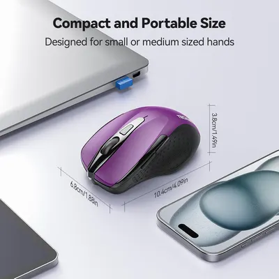 Provides the exact dimensions of the product to show its compact and portable size, suitable for small or medium hands.