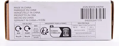 Provides recycling and disposal information for different regions, as well as indicating the product's country of origin.