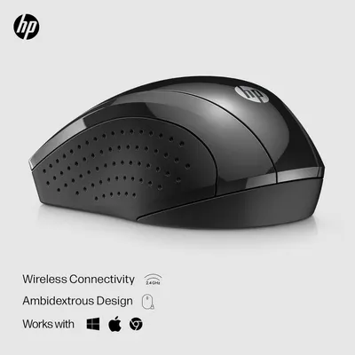 Highlights the mouse's key features of wireless connectivity, ambidextrous design for left/right-handed use, and compatibility across Windows, Mac, and Chrome OS.