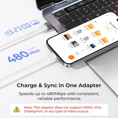 Secondary Images for Basesailor USB to USB C Adapter for iPhone 16 Charger 2Pack