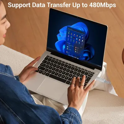 Highlights the product's high data transfer speed of 480Mbps to showcase its performance capability.