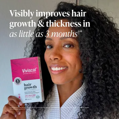 Highlights the product's ability to visibly improve hair growth and thickness in as little as 3 months.