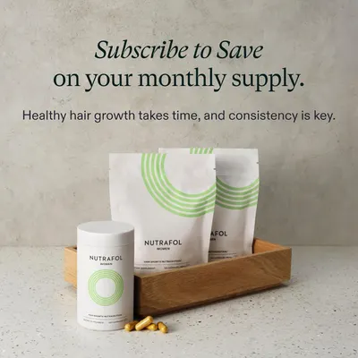 Shows the different products included in the subscription bundle for hair growth supplements.