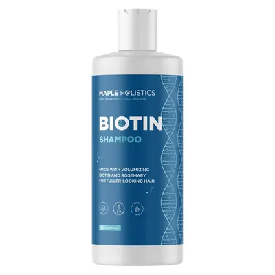 Highlights the key benefit of the biotin shampoo, which is providing fuller and more voluminous hair.