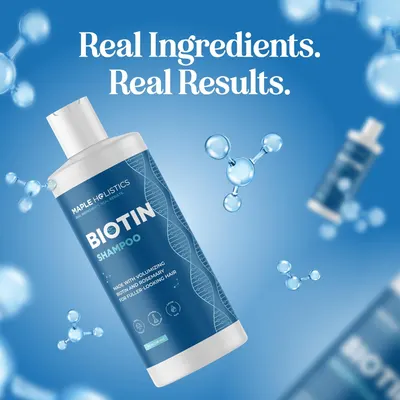 Highlights that the shampoo contains real, natural ingredients to convey effectiveness and quality.