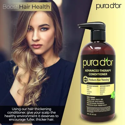Highlights the product's ability to reduce hair thinning and encourage fuller, thicker hair growth.